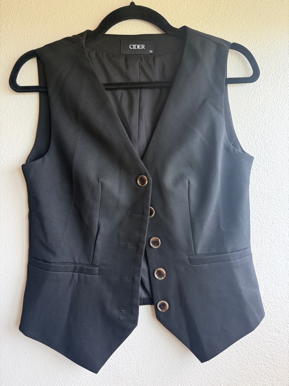 Cider Black Button-Up Tailored Vest